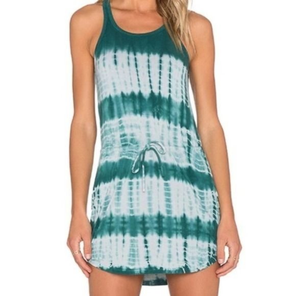 Chaser Women's Dress Medium Strappy Tie Dye Mini Green Festival Boho Hippie NEW - Picture 6 of 6